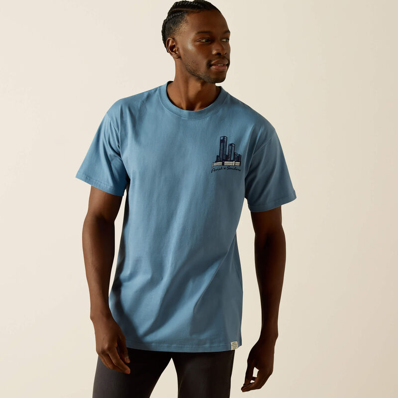 Ariat Mns Sendero Country Fences SS Tee Copen Blue