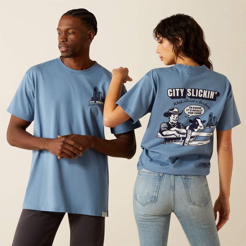 Ariat Mns Sendero Country Fences SS Tee Copen Blue