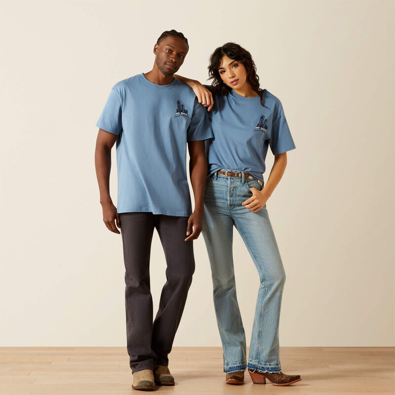 Ariat Mns Sendero Country Fences SS Tee Copen Blue