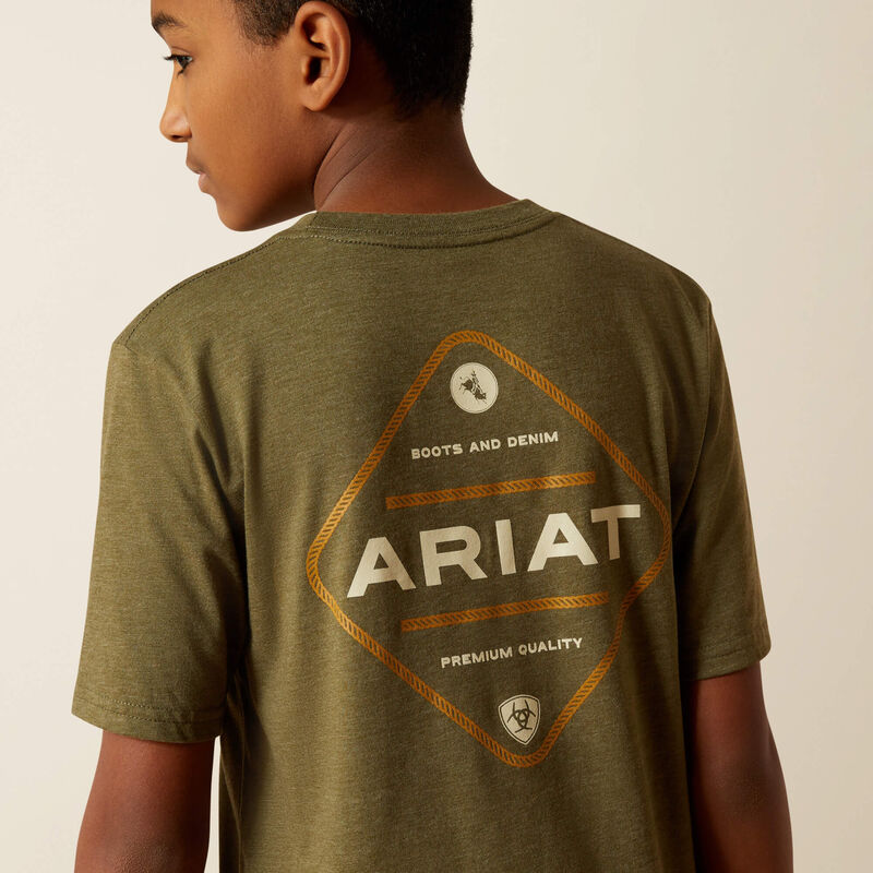 Ariat Bys Roped Diamond SS Tee Military Heather - EOFY Sale