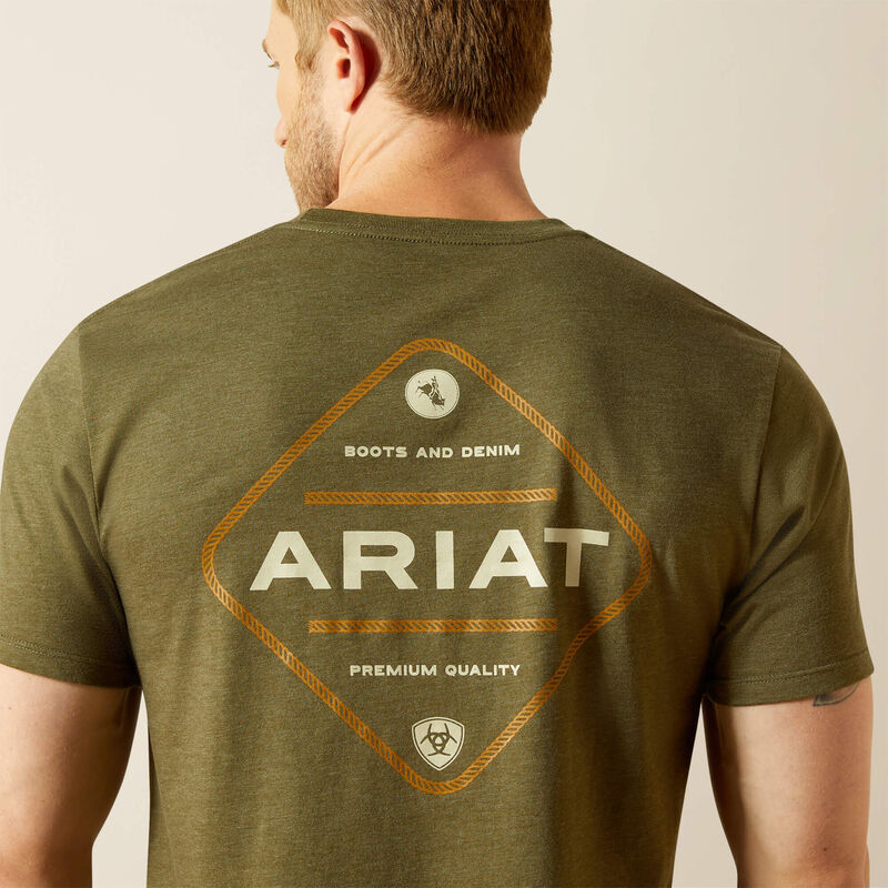 Ariat Mns Roped Diamond SS Tee Miliatry Heather