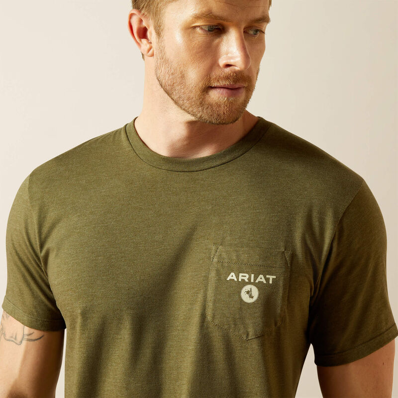 Ariat Mns Roped Diamond SS Tee Miliatry Heather