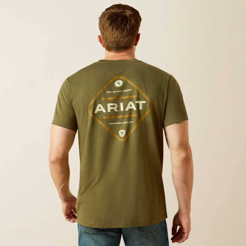 Ariat Mns Roped Diamond SS Tee Miliatry Heather