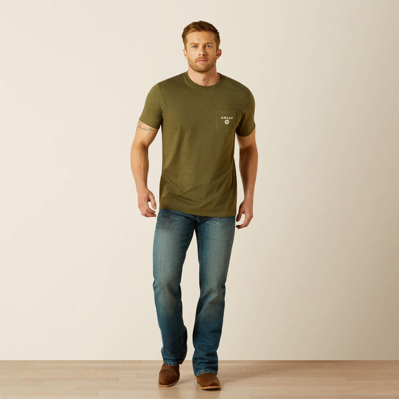 Ariat Mns Roped Diamond SS Tee Miliatry Heather