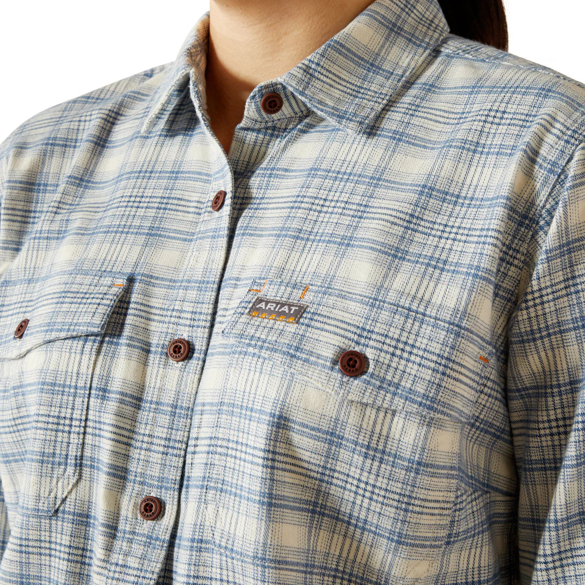 Ariat Wmns Rebar Flannel Durastretch LS Work Shirt Vanilla Ice
