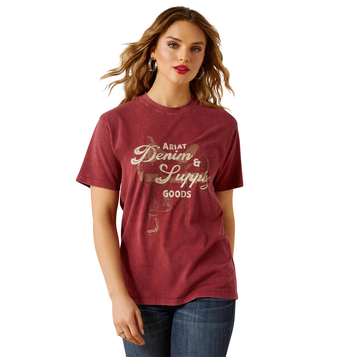 Ariat Wms Denim and Supply SS Tee Cabernet