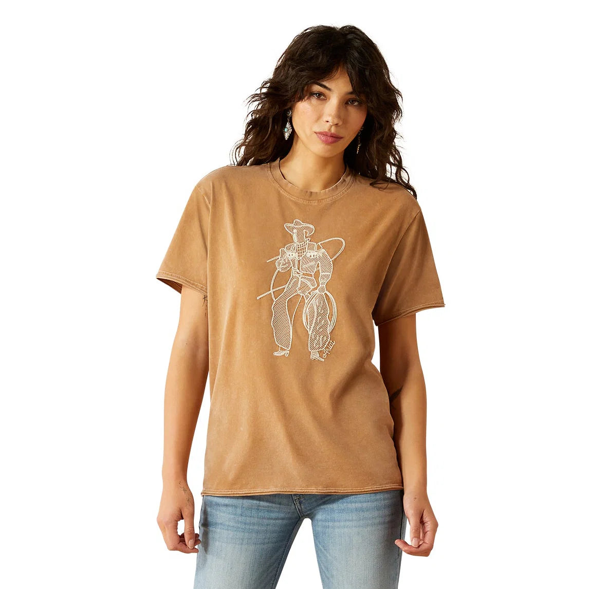 Ariat Wms Buckaroo SS Tee Toasted Coconut Mineral Wash - EOFY Sale