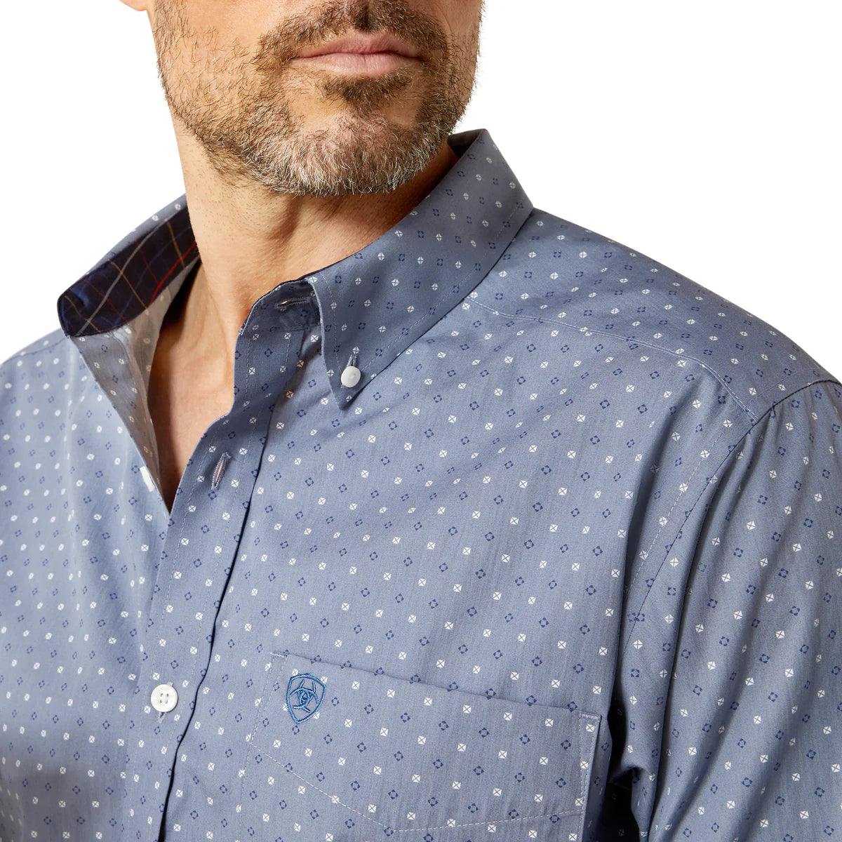 Ariat Mns Wrinkle Free Blaine Fitted LS Shirt Grey