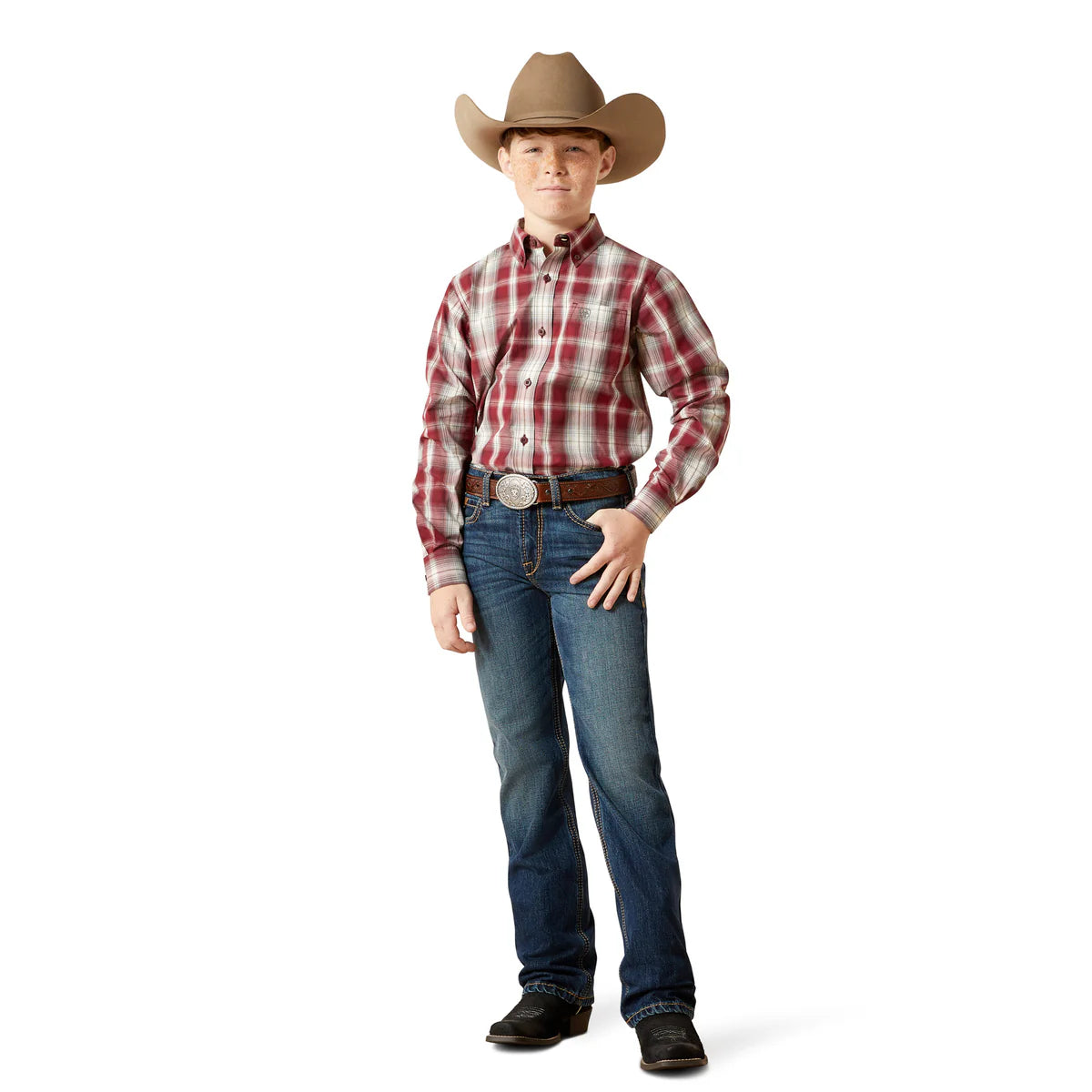 Ariat Bys Pro Series Tillman LS Shirt Dark Red