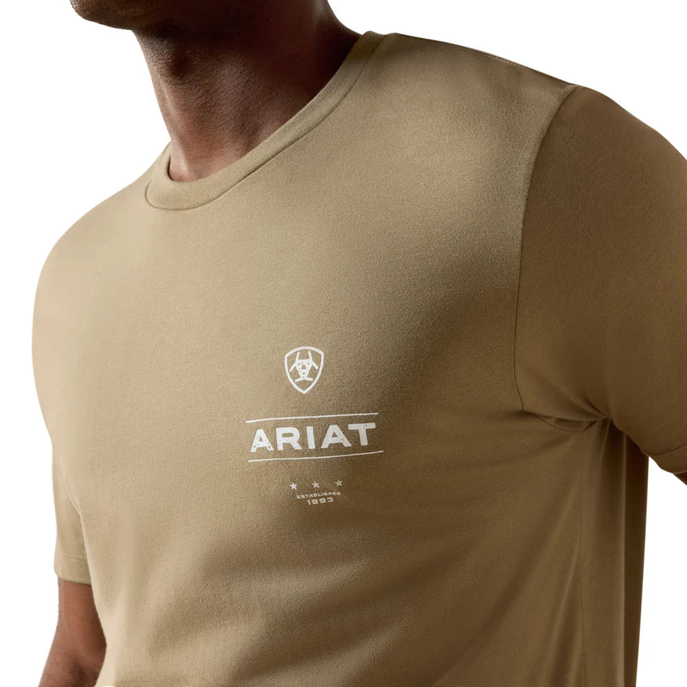 Ariat Mns Wooden Diamond Flag SS Tee Fallen Rock