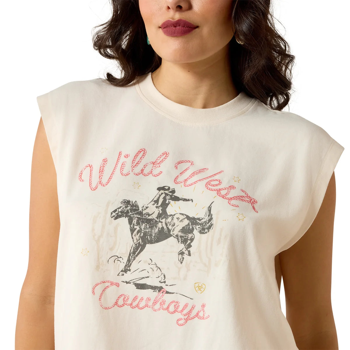 Ariat Wms Wild West Cropped SS Tee Sea Salt