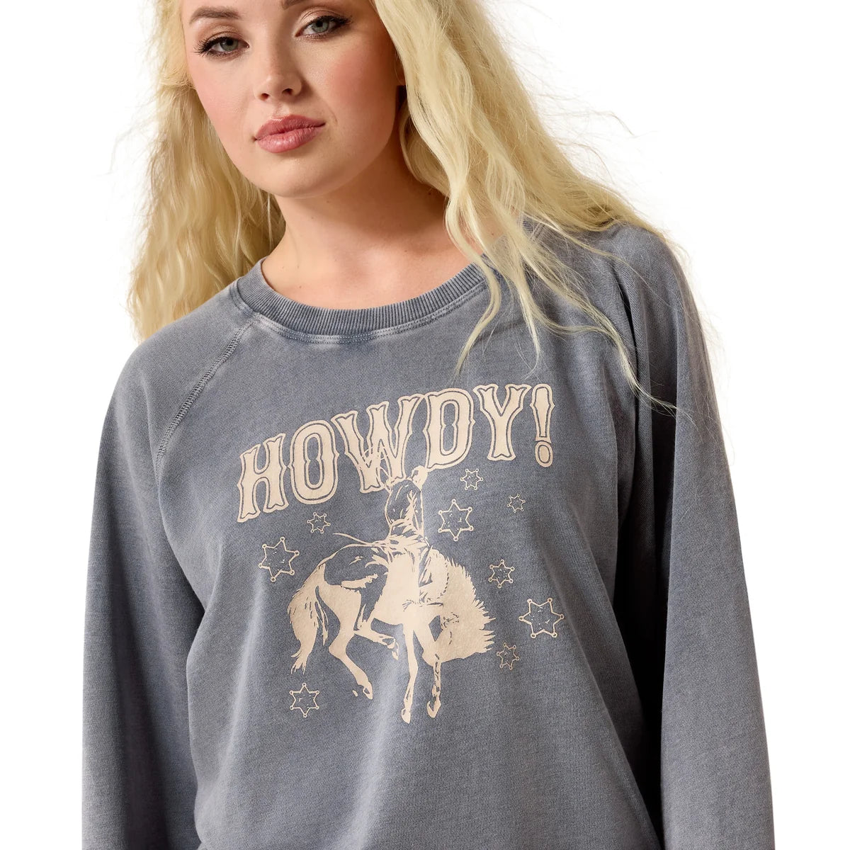 Ariat Wms Vintage Raglan Sweatshirt Ombre Blue Mineral Wash