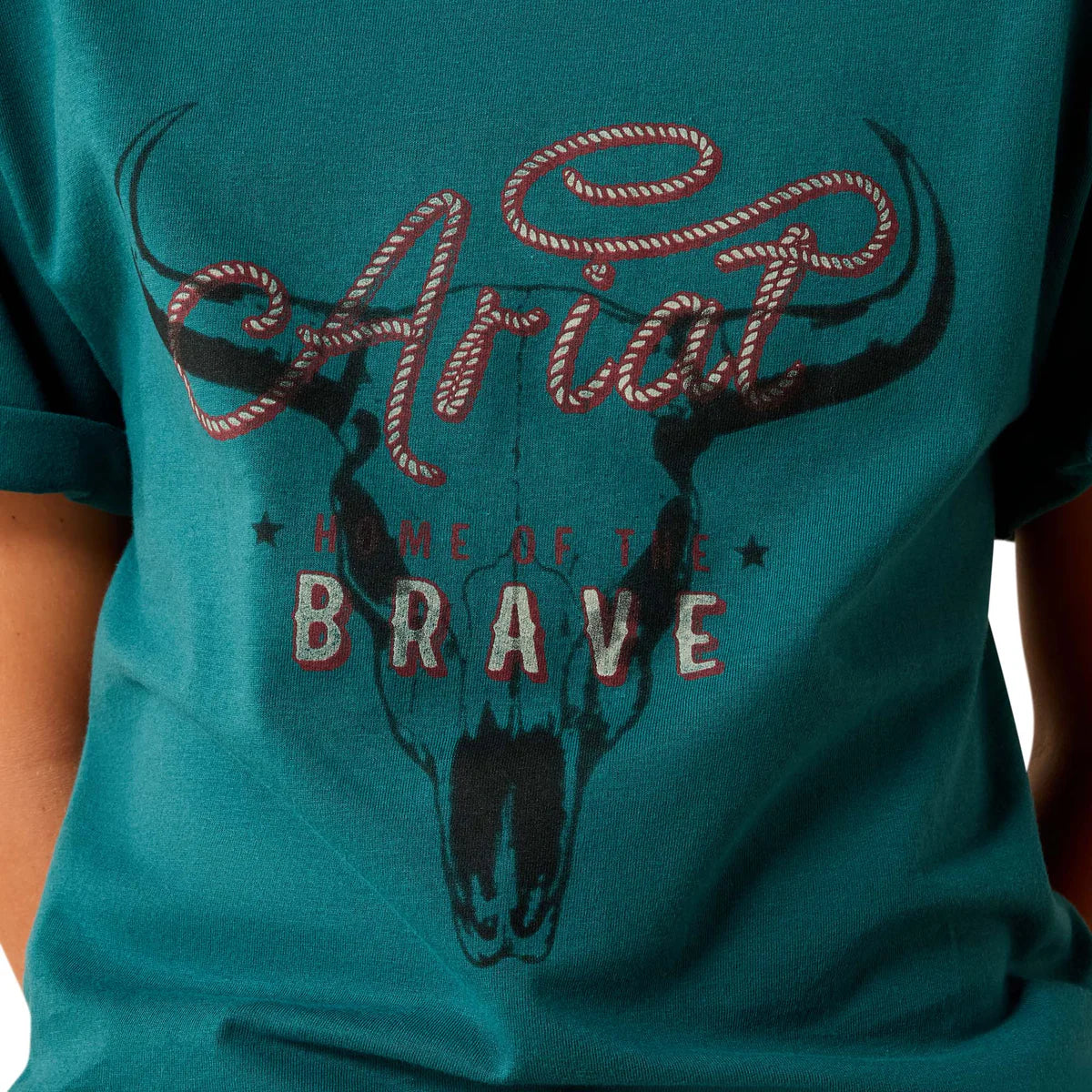 Ariat Bys Cattle Skull Freedom SS Tee Mediterranean