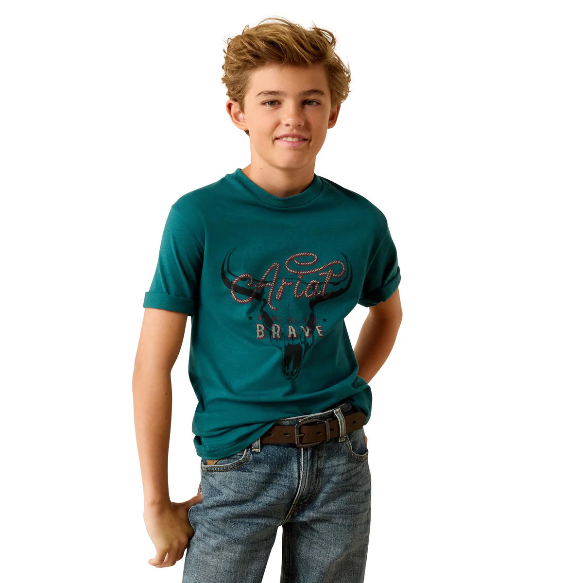 Ariat Bys Cattle Skull Freedom SS Tee Mediterranean