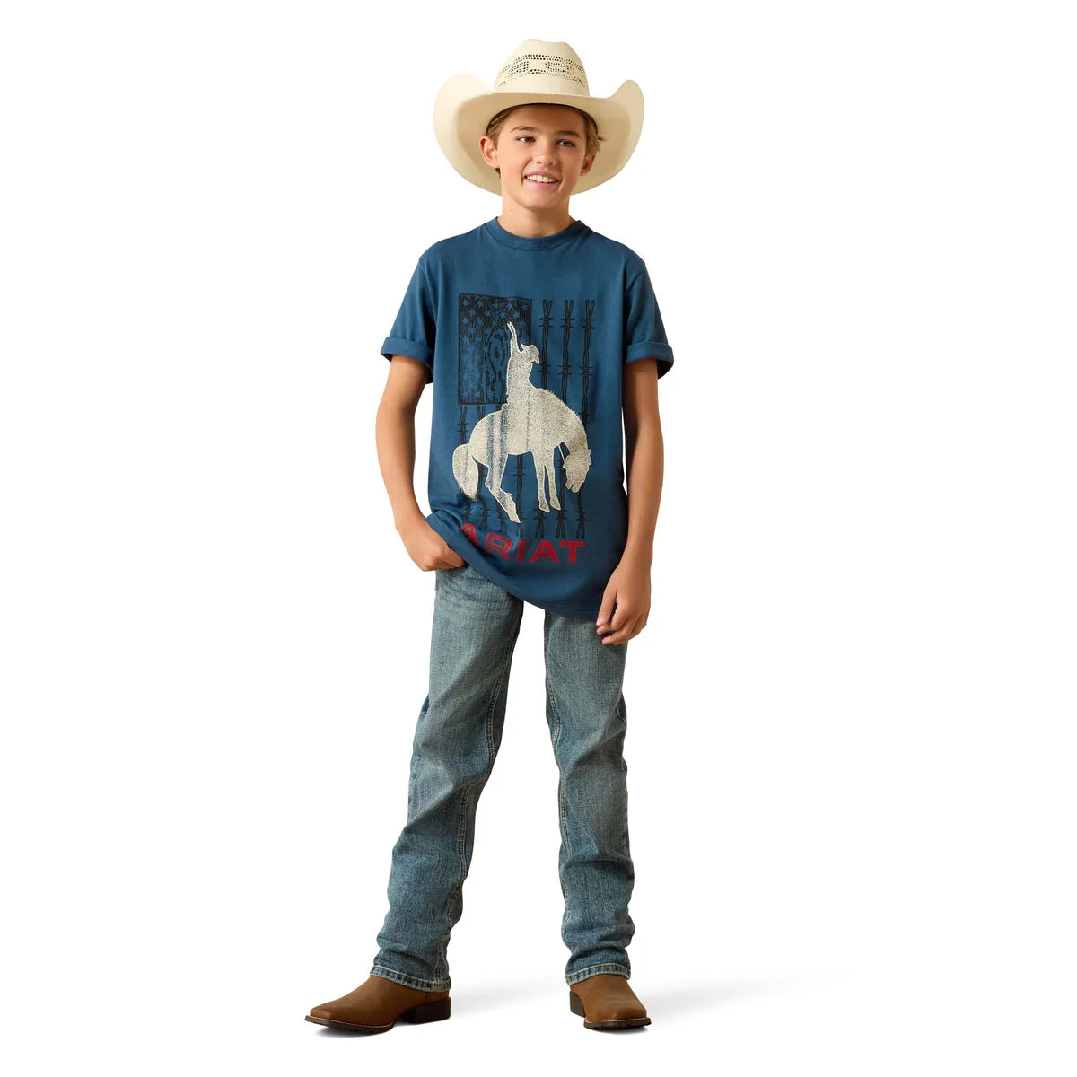 Ariat Bys Flag Bronco SS Tee Key Largo