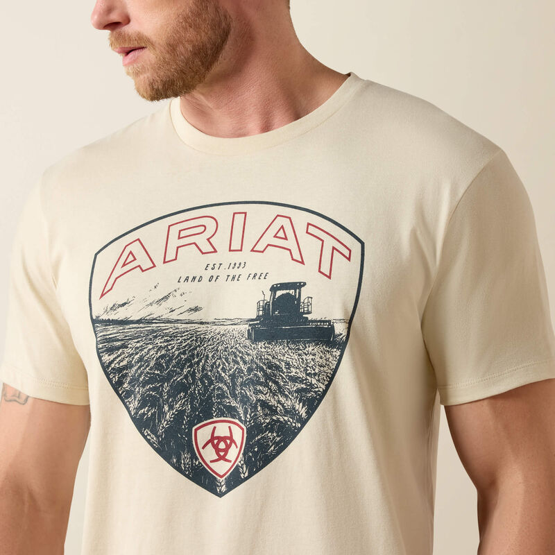 Ariat Mns Land of the Free Farm Shield SS Tee Natural