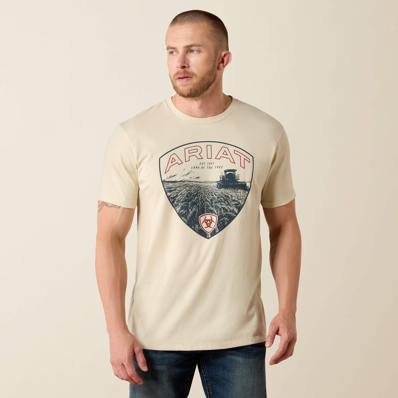 Ariat Mns Land of the Free Farm Shield SS Tee Natural