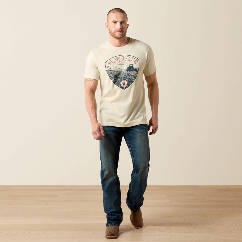 Ariat Mns Land of the Free Farm Shield SS Tee Natural