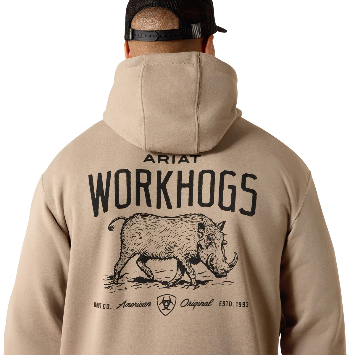 Ariat Mns Rebar Lightweight Workhog Hoodie Greige