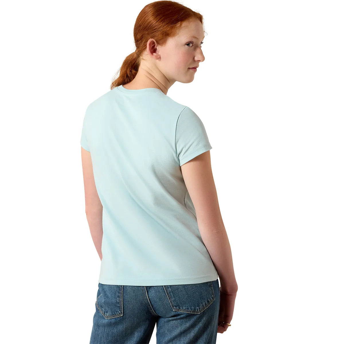 Ariat Yth Vertical Logo SS Tee Starlight Blue