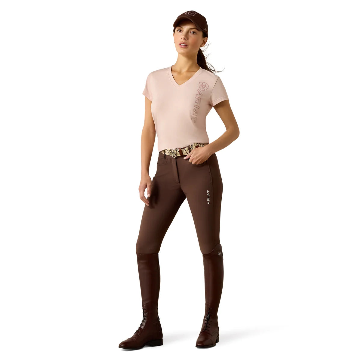 Ariat Wms Vertical Logo SS Tee Sepia Rose