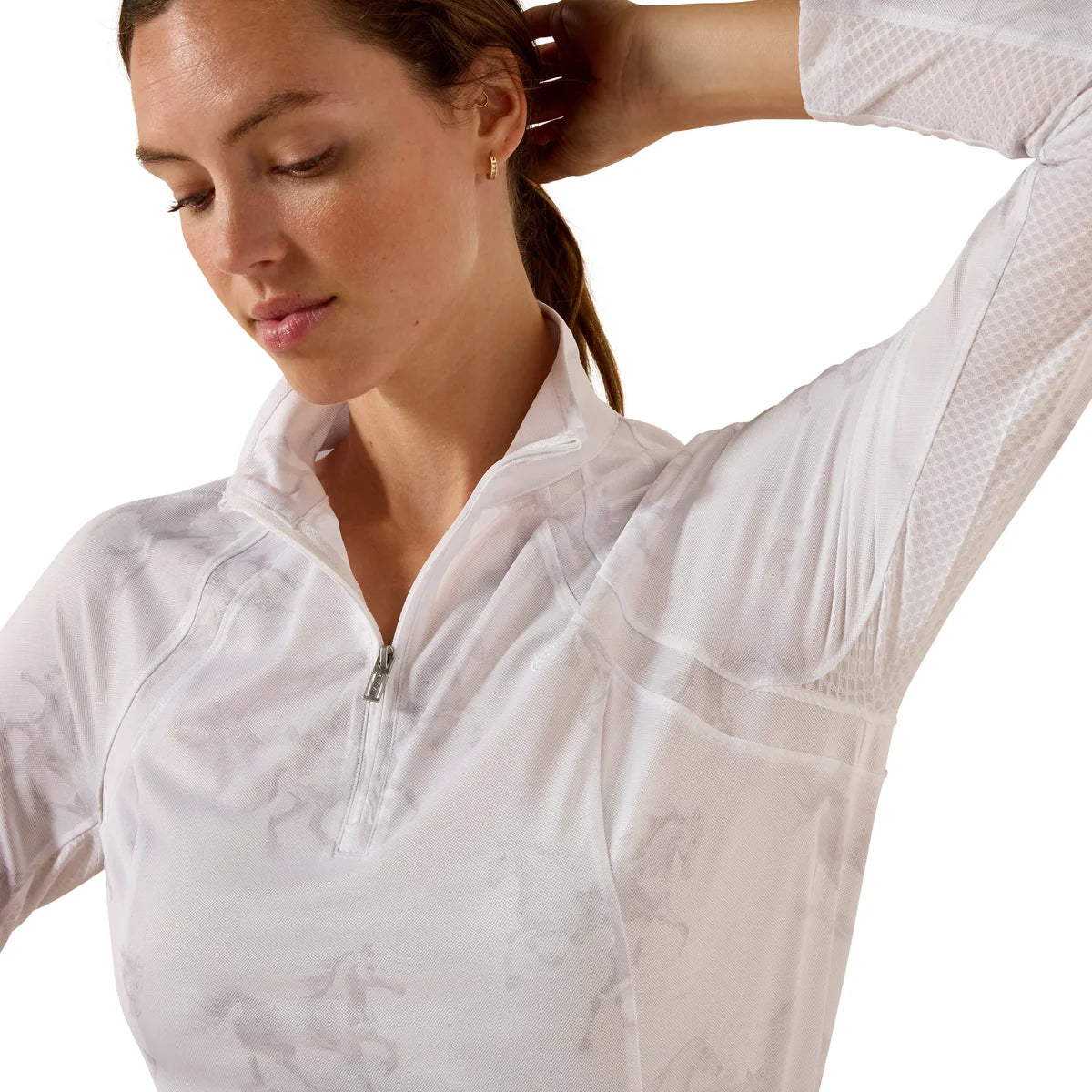 Ariat Wms Sunstopper 3.0 1/4 Zip White Mirage Print