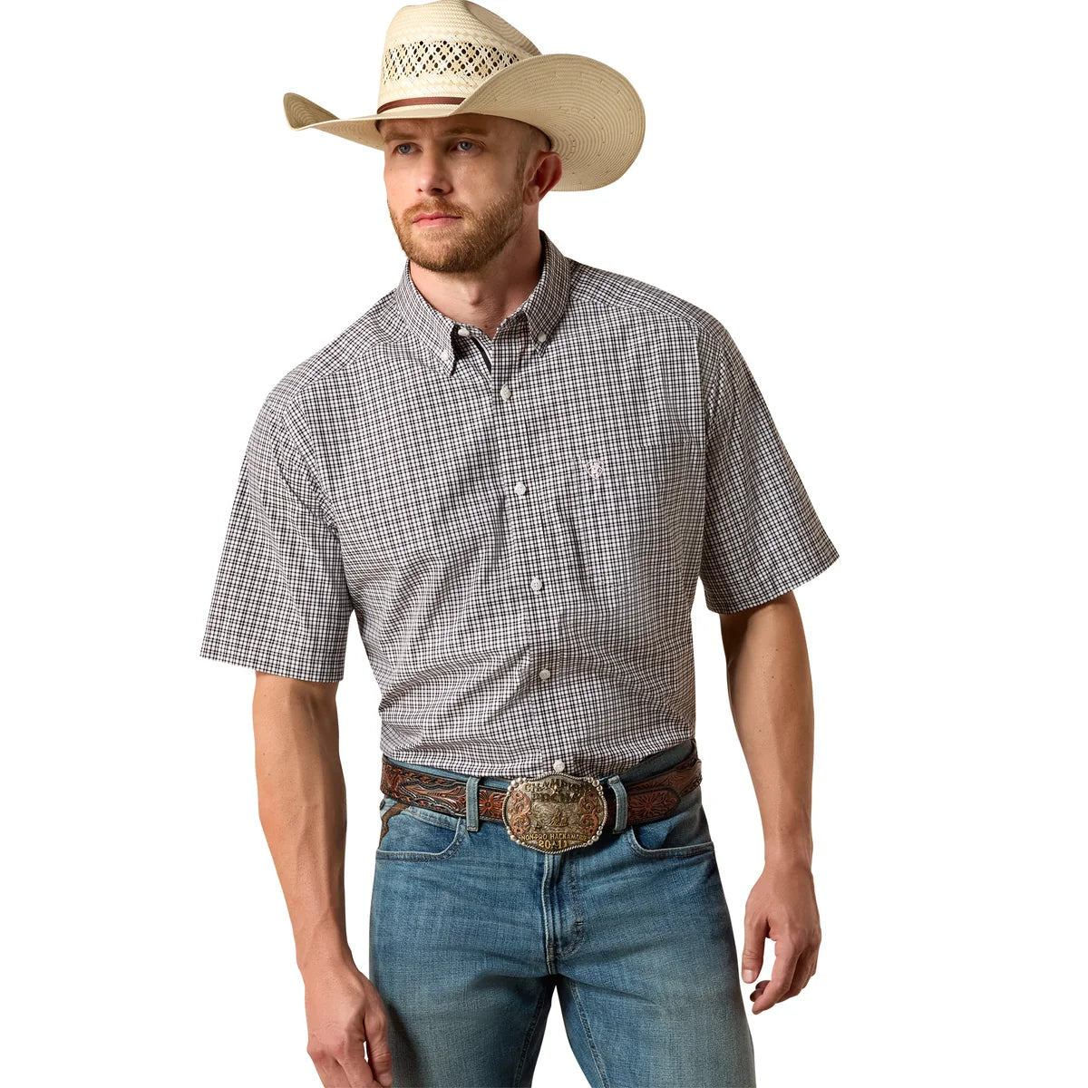 Ariat Mns Pro Series Tommie Classic Fit SS Shirt Black Plaid