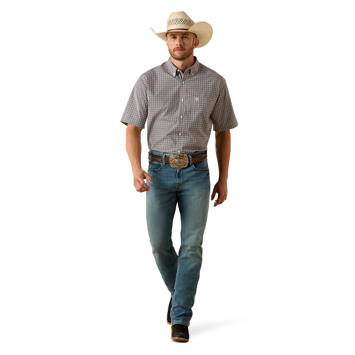 Ariat Mns Pro Series Tommie Classic Fit SS Shirt Black Plaid