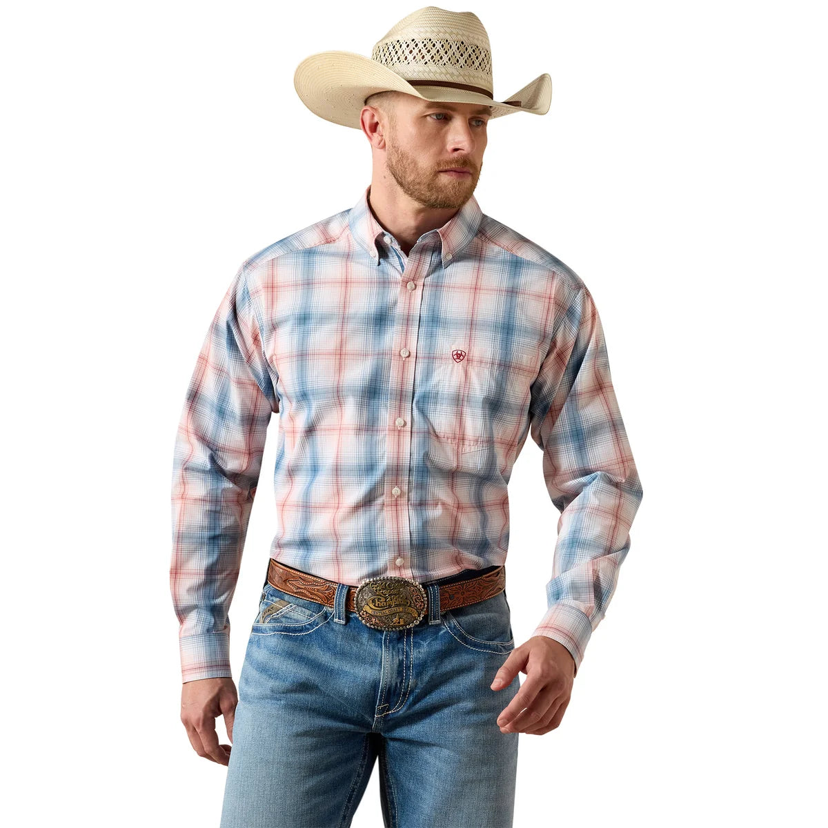 Ariat Mns Pro Series Teddy Classic Fit LS Shirt White Plaid