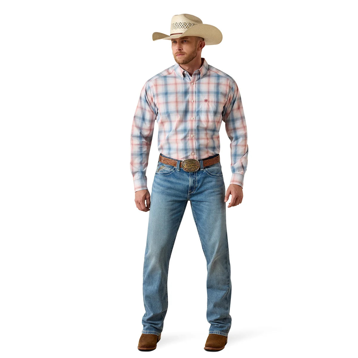 Ariat Mns Pro Series Teddy Classic Fit LS Shirt White Plaid