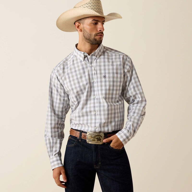 Ariat Mns Pro Series Phoenix Classic Fit LS Shirt White Plaid