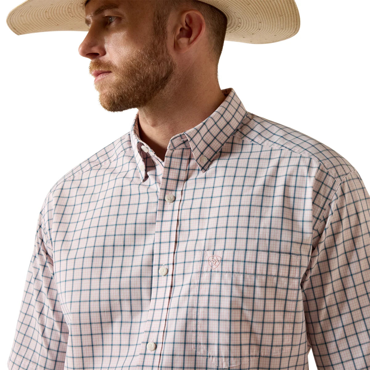 Ariat Mns Pro Sereis Tex Classic Fit SS Shirt White Plaid
