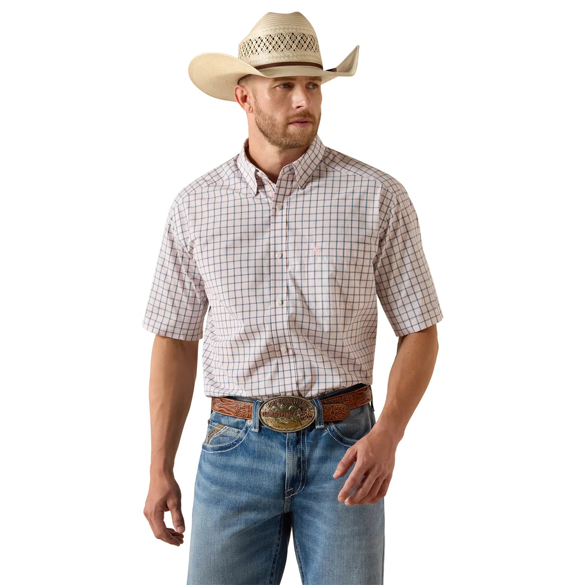 Ariat Mns Pro Sereis Tex Classic Fit SS Shirt White Plaid