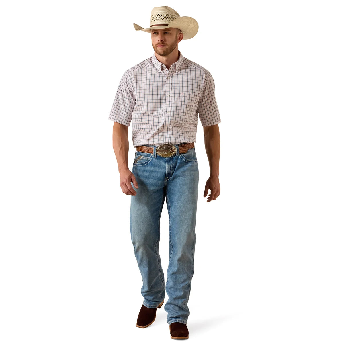 Ariat Mns Pro Sereis Tex Classic Fit SS Shirt White Plaid