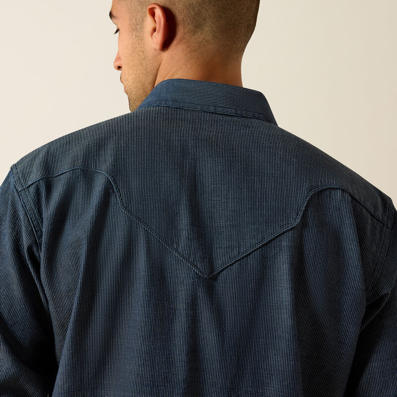 Ariat Mns Retro Harlan Fitted Snap LS Shirt Navy