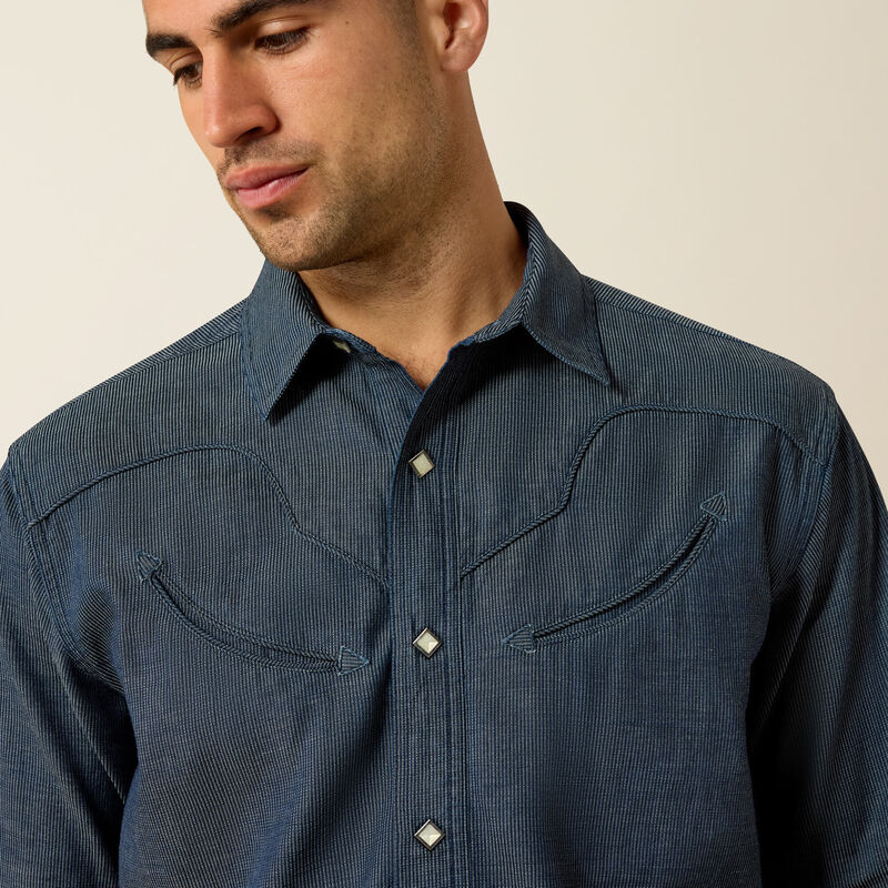 Ariat Mns Retro Harlan Fitted Snap LS Shirt Navy