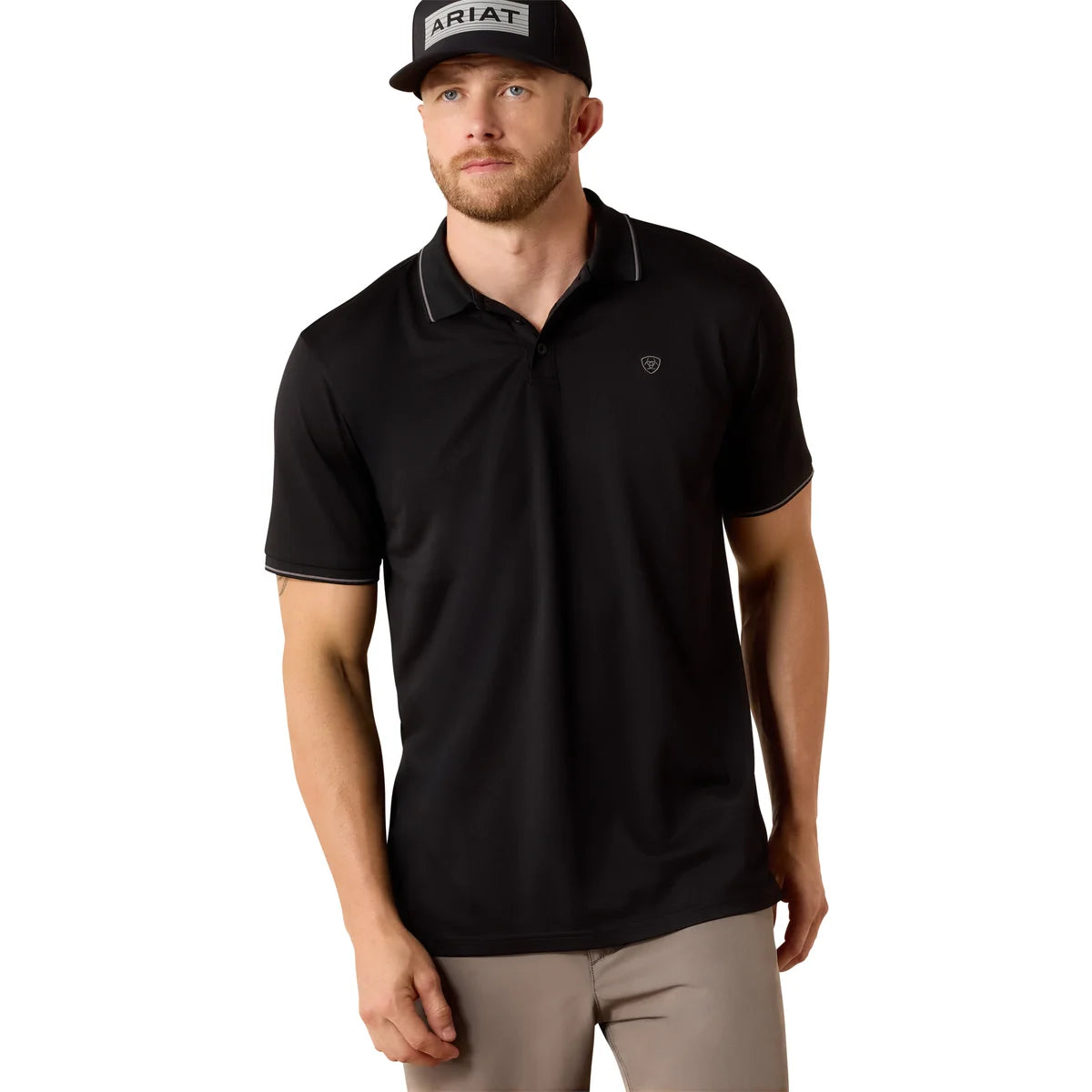 Ariat Mns Logo Fitted Polo Black