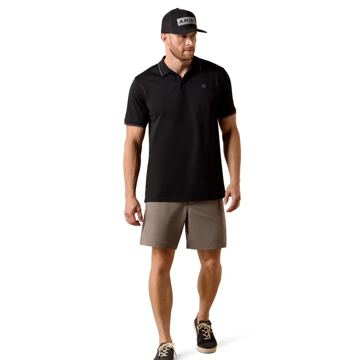 Ariat Mns Logo Fitted Polo Black