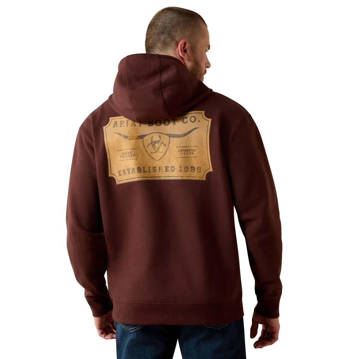 Ariat Mns Shield Steerhead Hoodie Brown