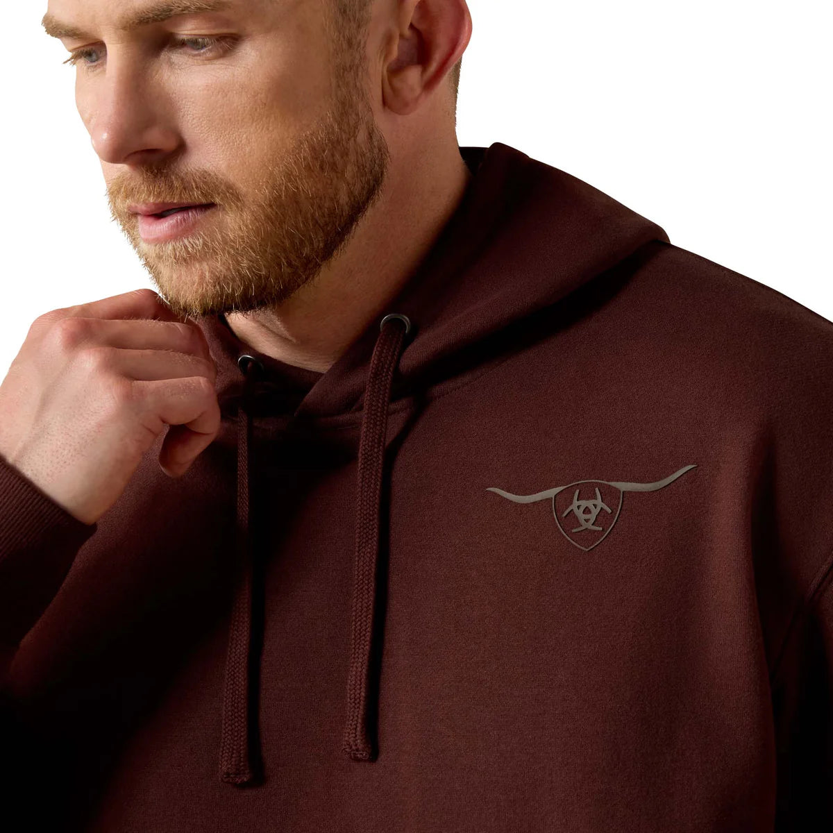Ariat Mns Shield Steerhead Hoodie Brown