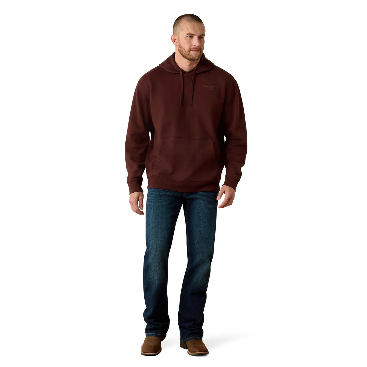 Ariat Mns Shield Steerhead Hoodie Brown