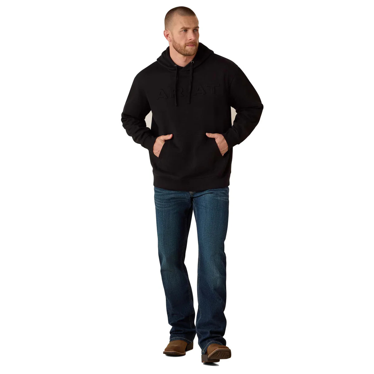 Ariat Mns Embossed Logo Hoodie Black