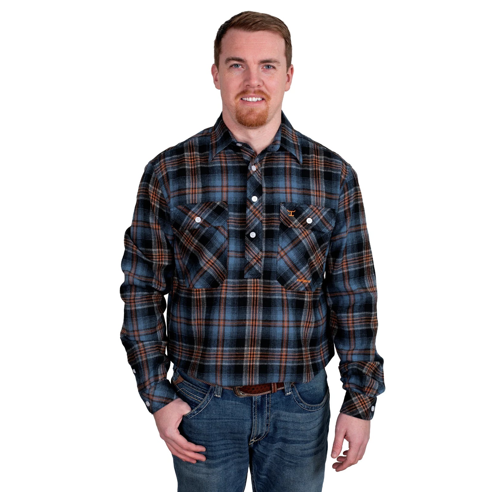 Just Country Mns Cameron Workshirt Flannel Denim Blue/Black