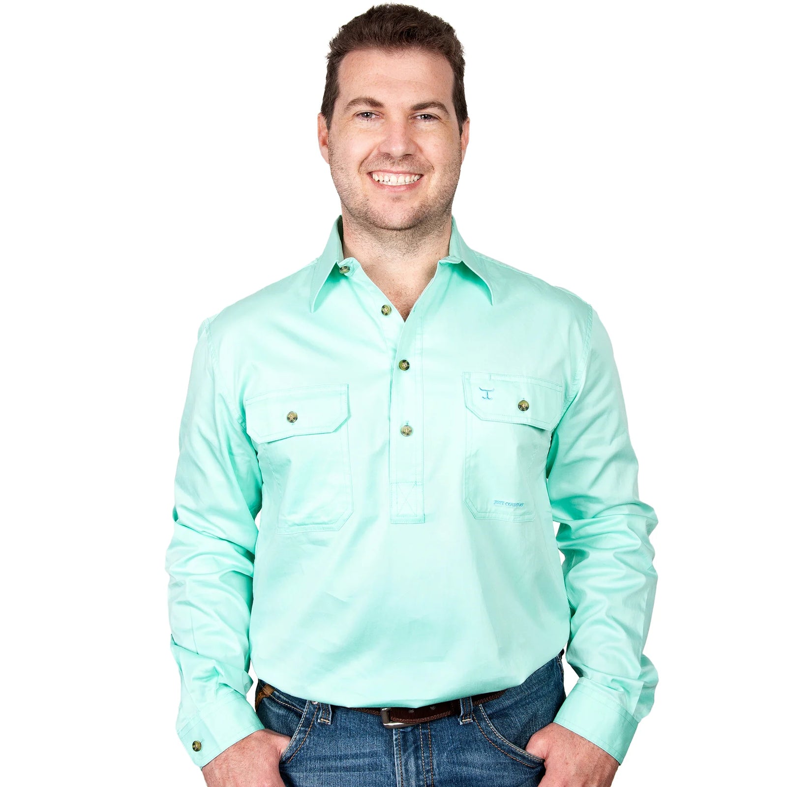 Just Country Mns Cameron Workshirt Spearmint - Workshirt Sale
