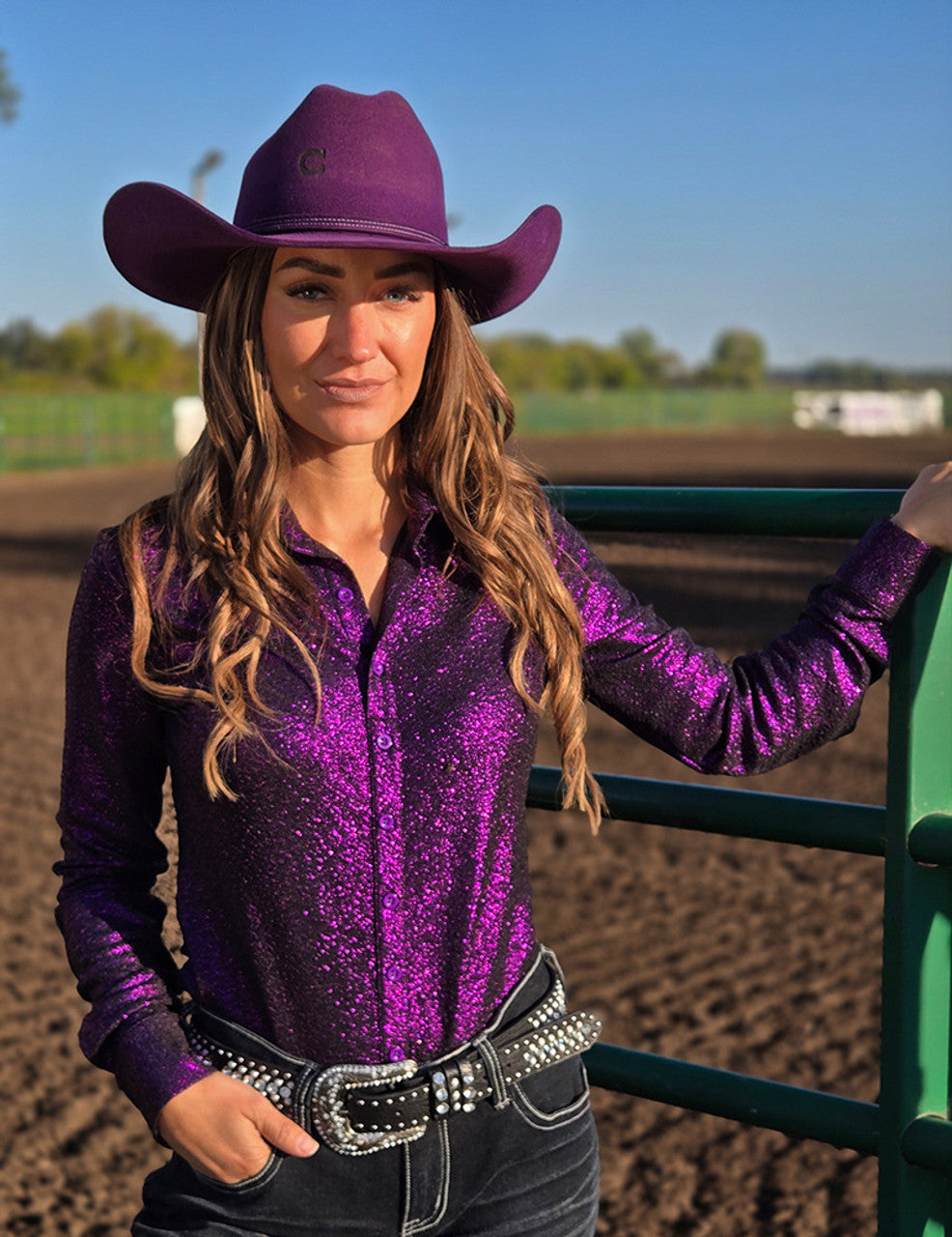 Cowgirl Tuff Pullover Button Up Grape Shimmer | Country Clothing - Ladies Shirt | Saddleworld Ipswich