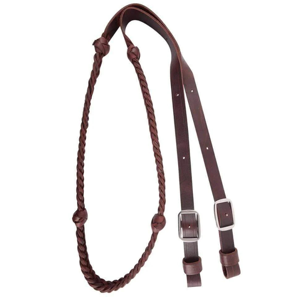 Classic Equine Barrel Reins 7/8in Plait Braid with Knots