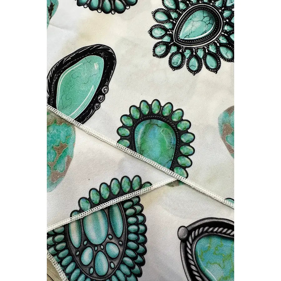 Western Turquoise Jewel Print Scarf