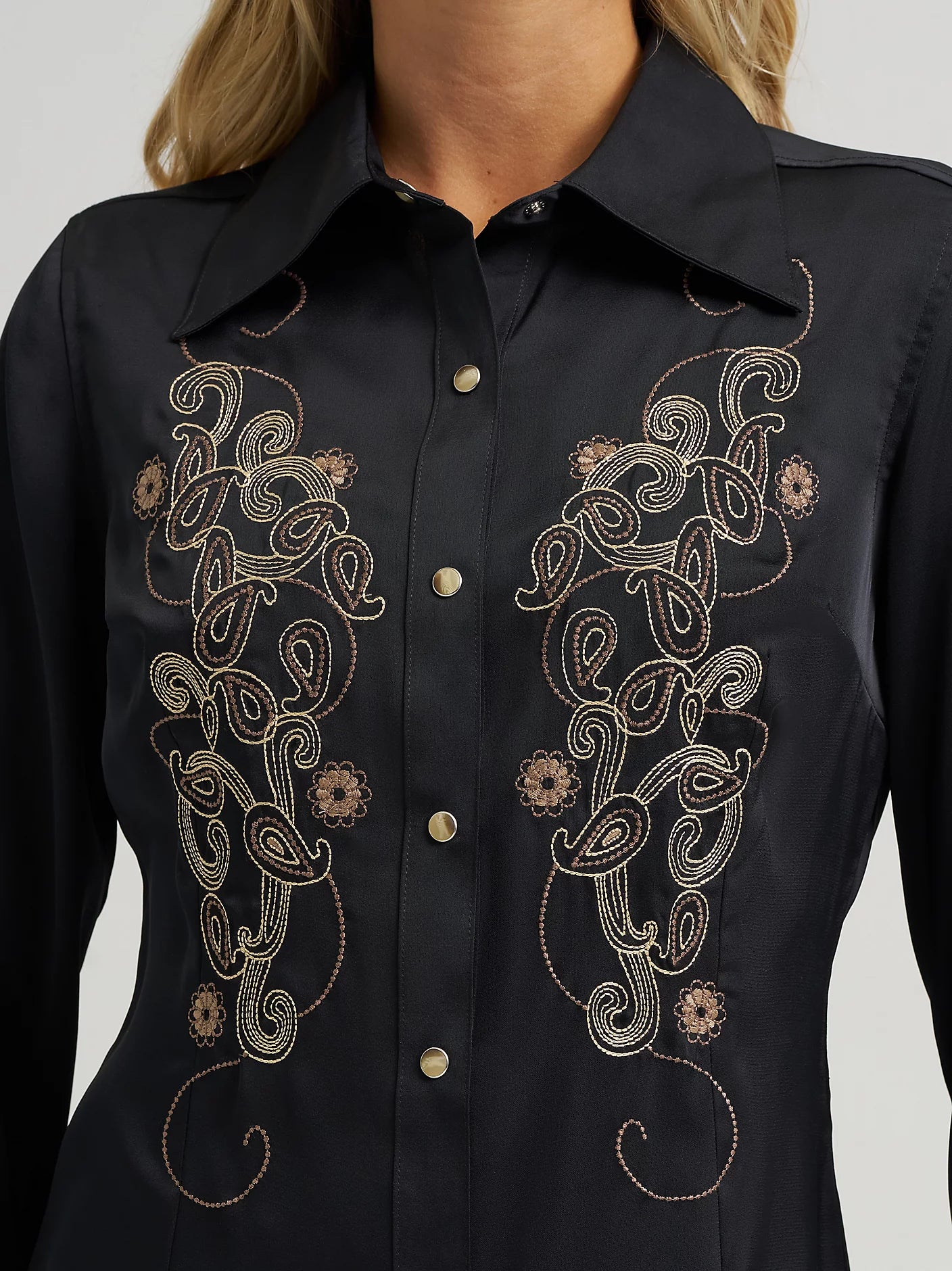Wrangler x Lainey Wilson Satin Embroidered Western Snap Shirt