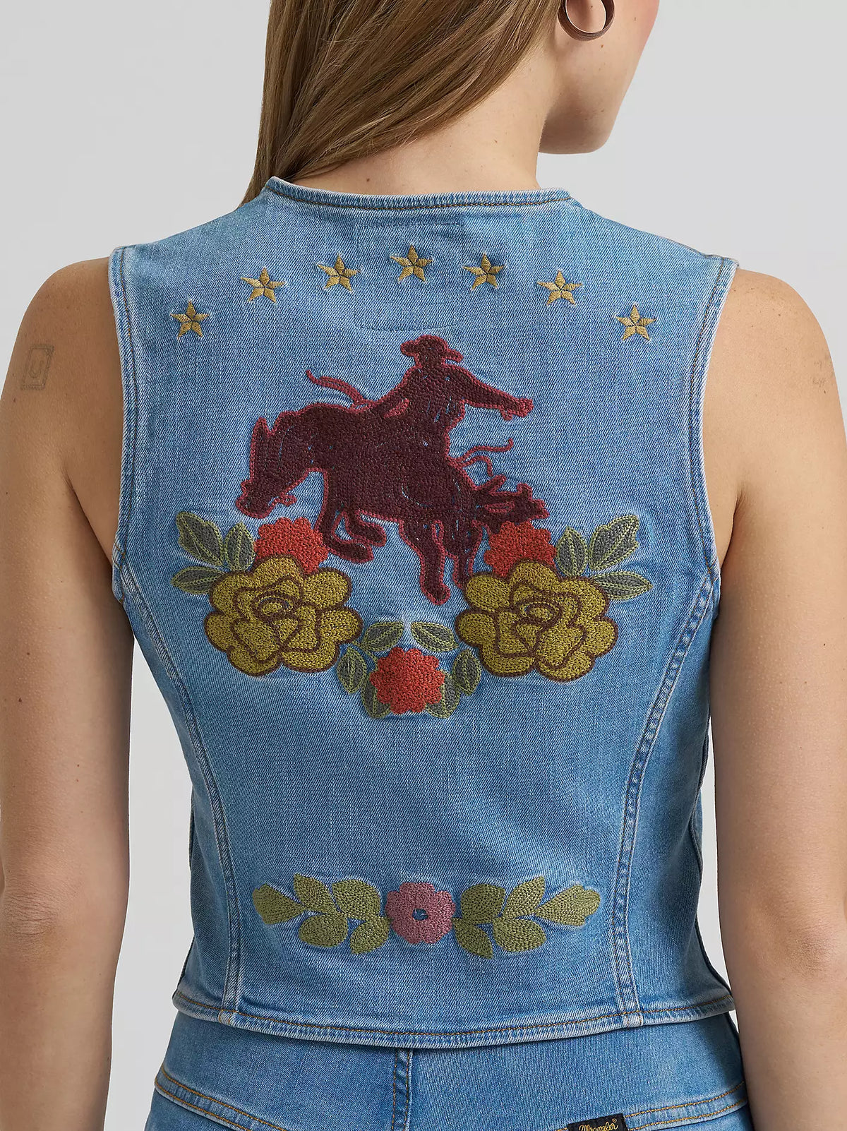 Wrangler X Lainey Wilson Embroidered Denim Vest - Lainey Wilson Prono