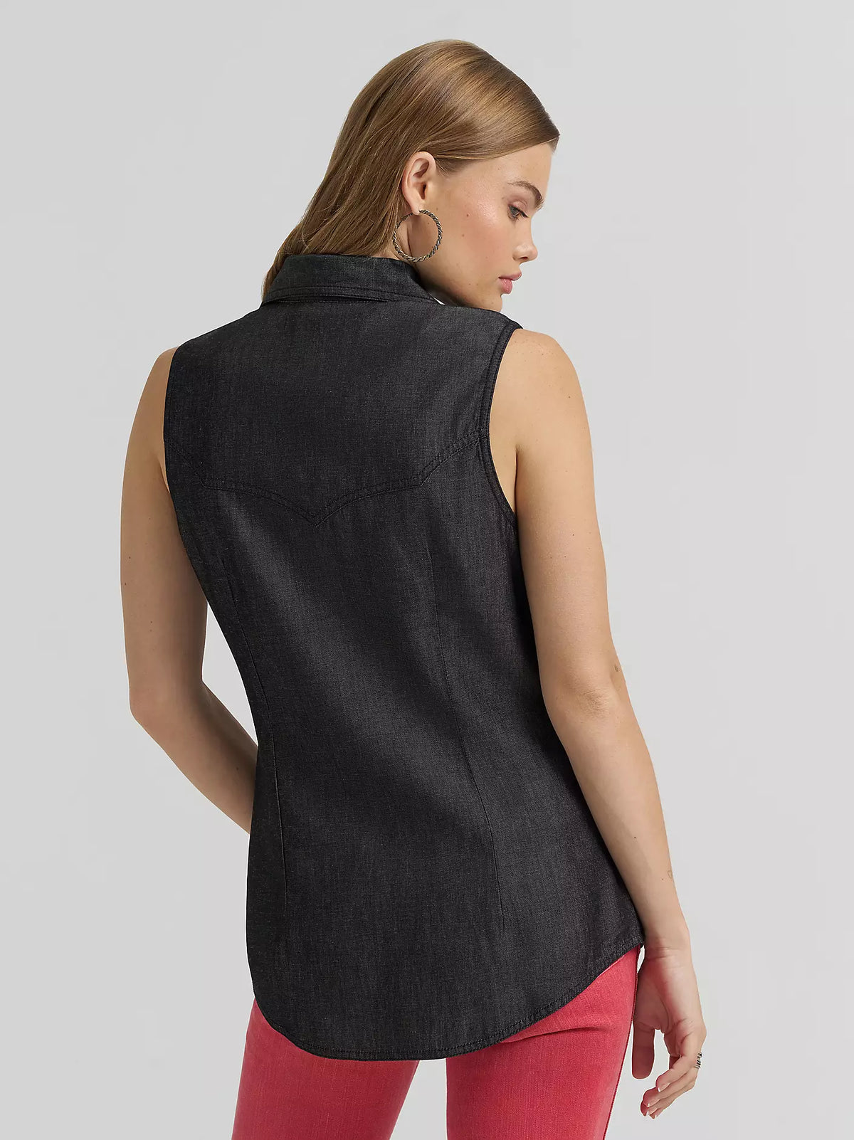 Wrangler X Lainey Wilson Black Denim Sleeveless Shirt - EOFY Sale
